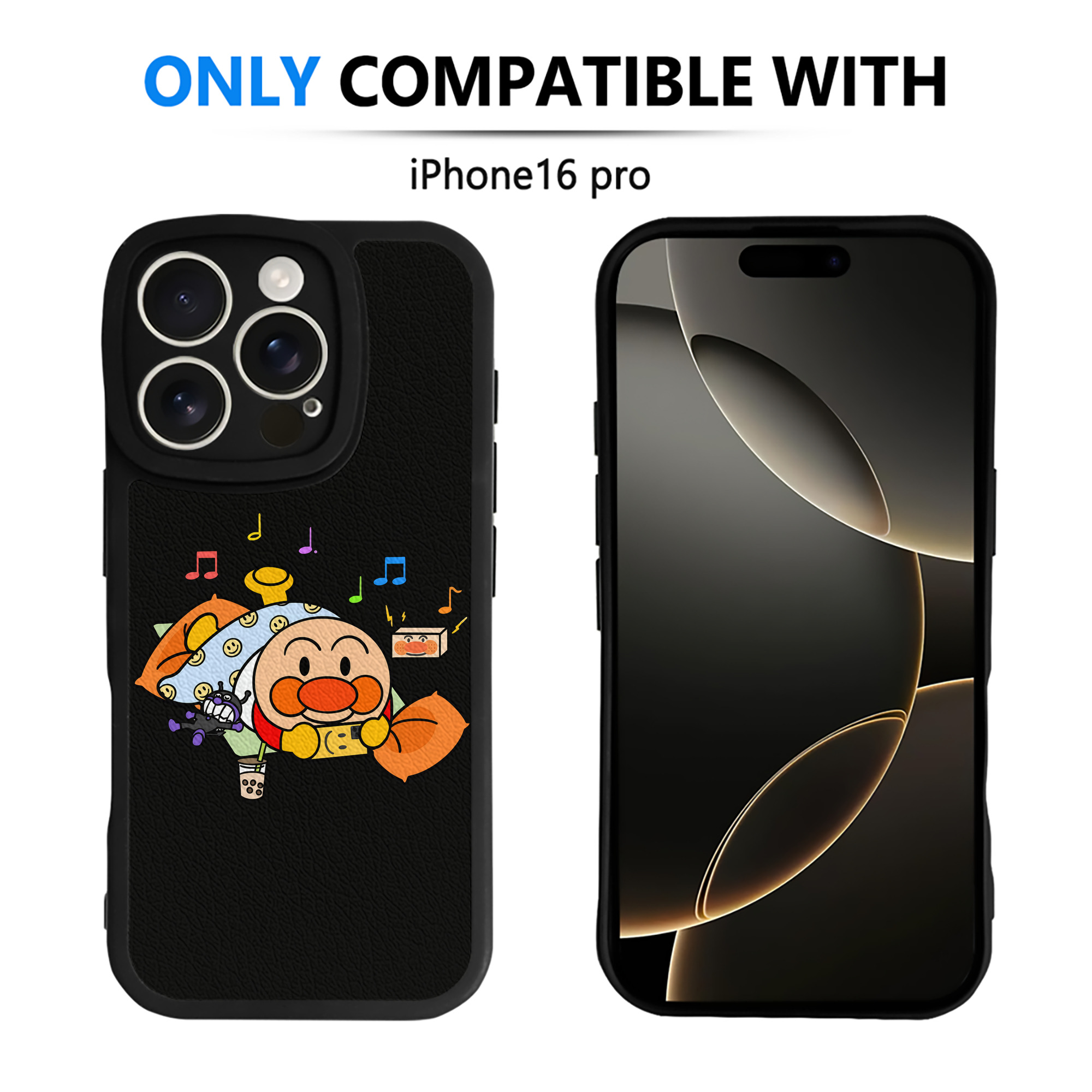 （画像用） アンパンマン Anpanman 【iPhone 16シリーズ対応】シリコンスマホケース（レザー調） 材質：シリコン